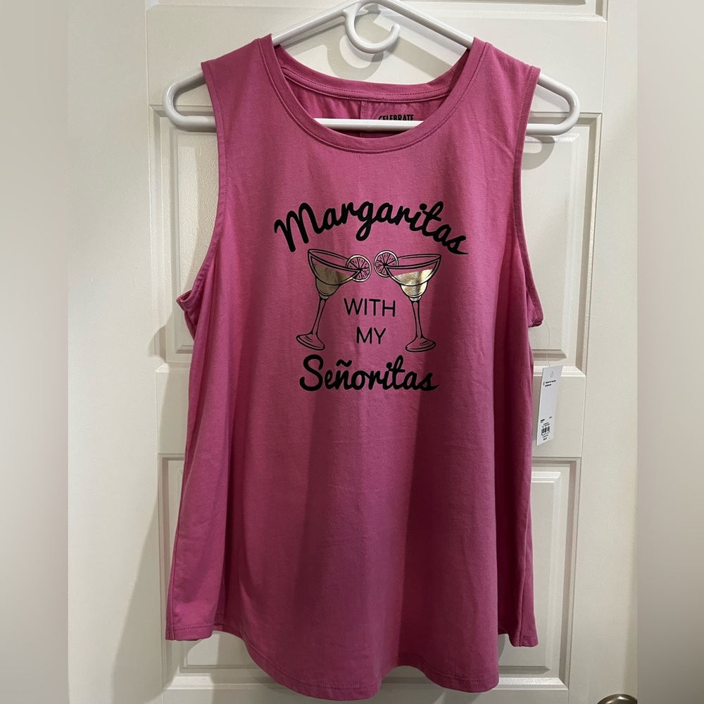 “Margaritas With My Senoritas” Summer Graphic Muscle Tank Size XS EUC